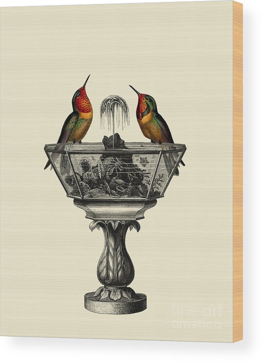 Hummingbird Wood Print featuring the digital art Victorian hummingbirds by Madame Memento