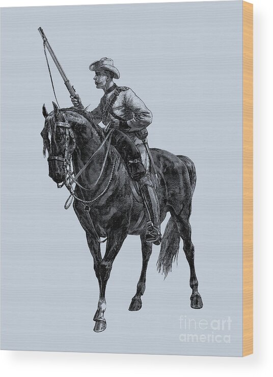 Cavalry Wood Print featuring the digital art Victorian Soldier And Horse by Madame Memento