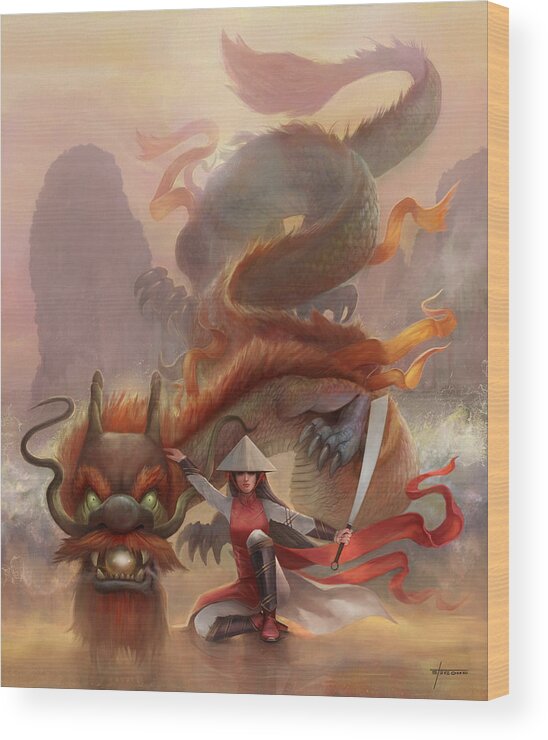 Dragon Wood Print featuring the digital art Vietnamese Warrior by Steve Goad