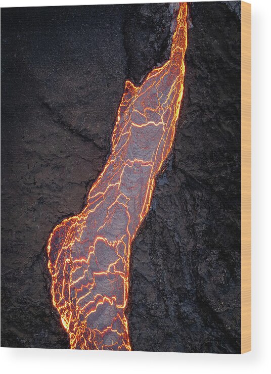Volcano Wood Print featuring the photograph Volcano Lava Flow Close by William Kennedy
