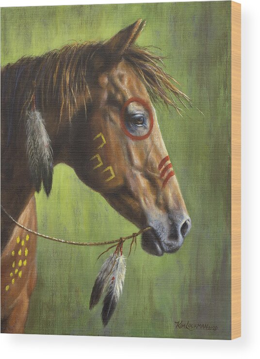 Horse Wood Print featuring the painting War Pony by Kim Lockman