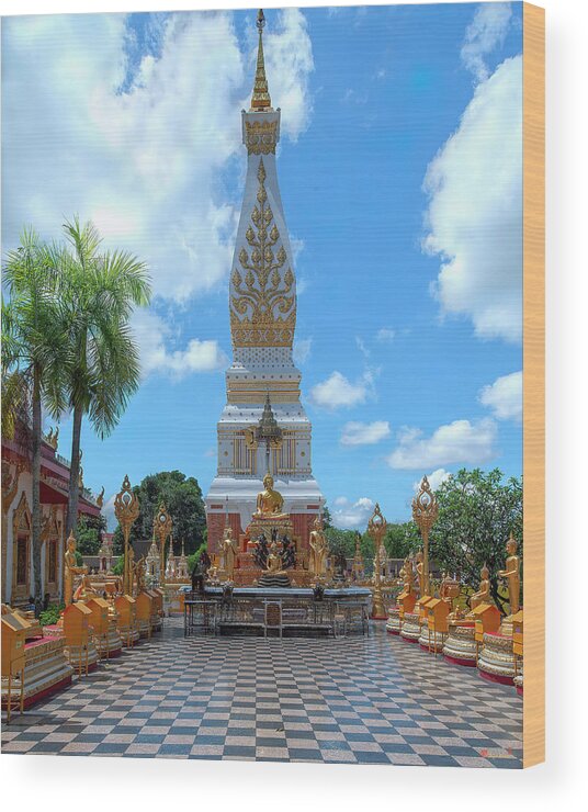 Scenic Wood Print featuring the photograph Wat Phra That Phanom Phra Chedi and Buddha Images DTHNP0007 by Gerry Gantt