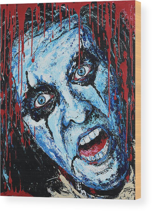 Alice Cooper Wood Print featuring the painting Welcome to my nightmare by Steve Follman