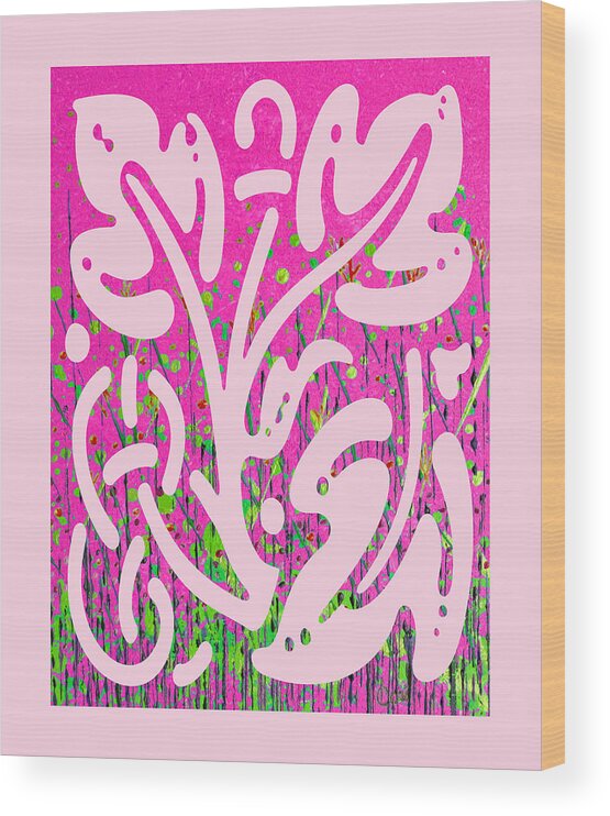 Wildflower Wood Print featuring the painting Wildflower Abstract 308 in Pink by Corinne Carroll