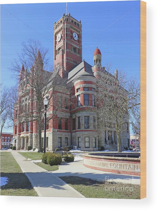 Williams Wood Print featuring the photograph Williams County Courthouse Bryan Ohio 0125 by Jack Schultz