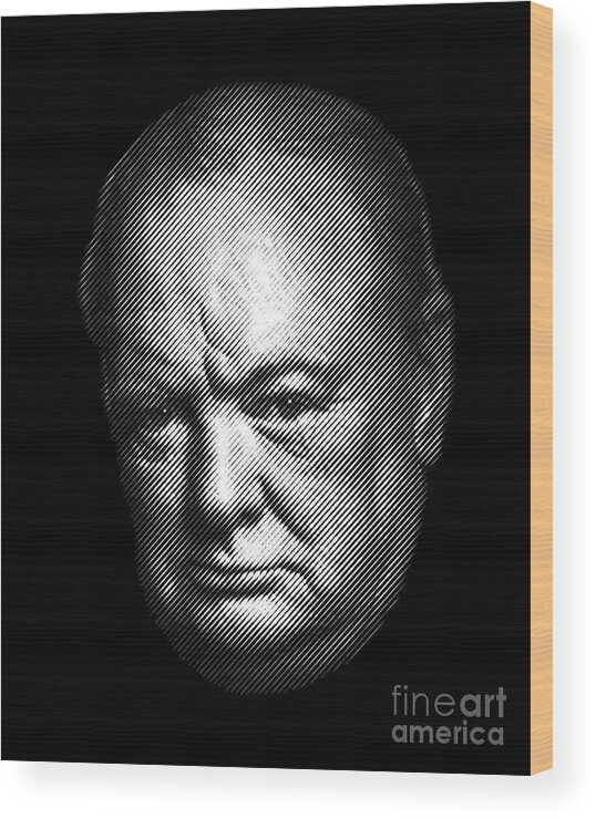 Churchill Wood Print featuring the digital art Winston Churchill portrait by Cu Biz