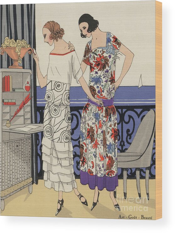 Past Wood Print featuring the painting Womens fashion of the 1920s by French School