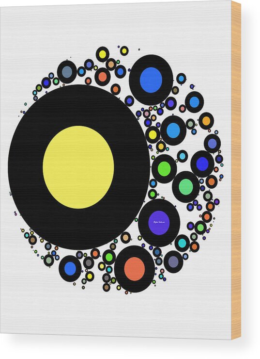 Geometric; Modern; Contemporary; Set Design; Gallery Wall; Art For Interior Designers; Book Cover; Wall Art; Album Cover; Cutting Edge; Yellow; Black; White; Blue; Green; Orange; World Wood Print featuring the painting World Order by Rafael Salazar