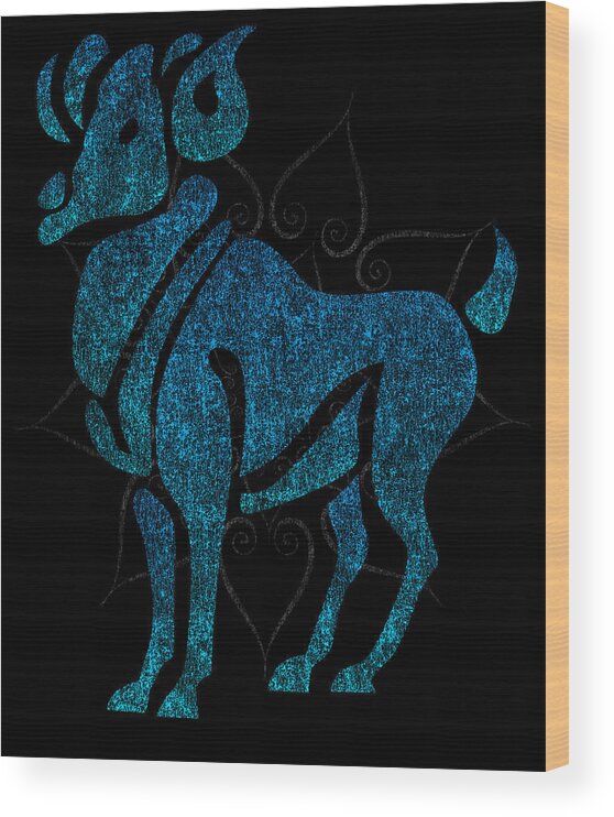 Funny Wood Print featuring the digital art Zodiac Sign Pisces by Flippin Sweet Gear