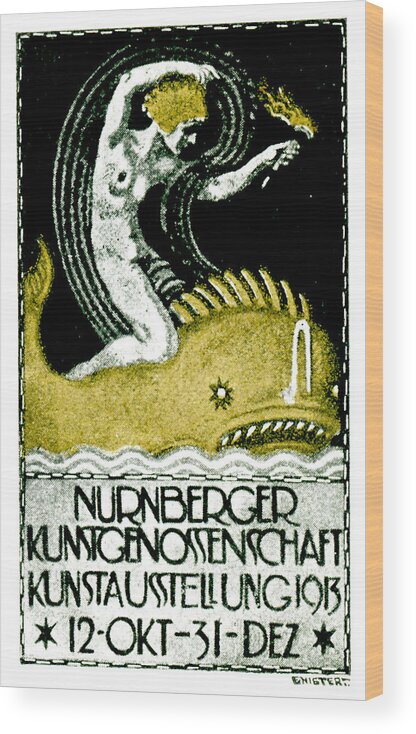 Vintage Wood Print featuring the painting 1913 Nuremberg Art Exhibition by Historic Image