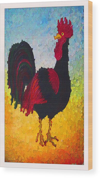 Rooster Wood Print featuring the digital art Attitude is Everything by Ginny Schmidt