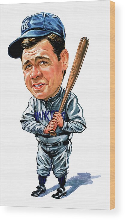 Babe Ruth Wood Print featuring the painting Babe Ruth by Art 