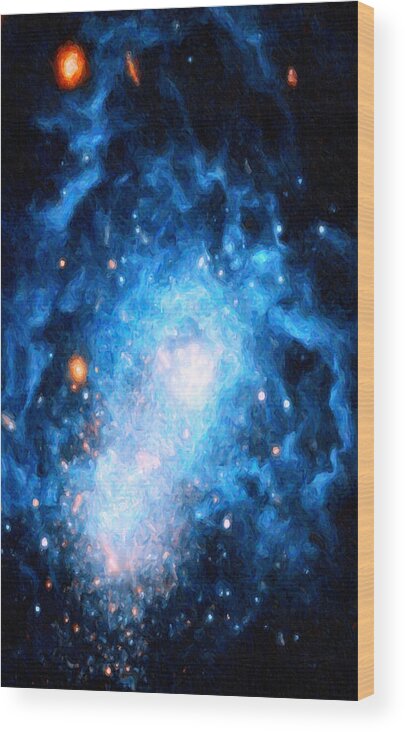 Astronomy Wood Print featuring the digital art Blue Magellan by Chuck Mountain