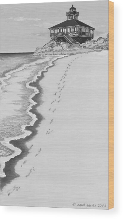 Boca Grande Wood Print featuring the digital art Footprints on Boca Beach by Carol Jacobs