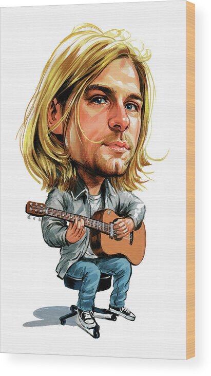 Kurt Cobain Wood Print featuring the painting Kurt Cobain by Art 