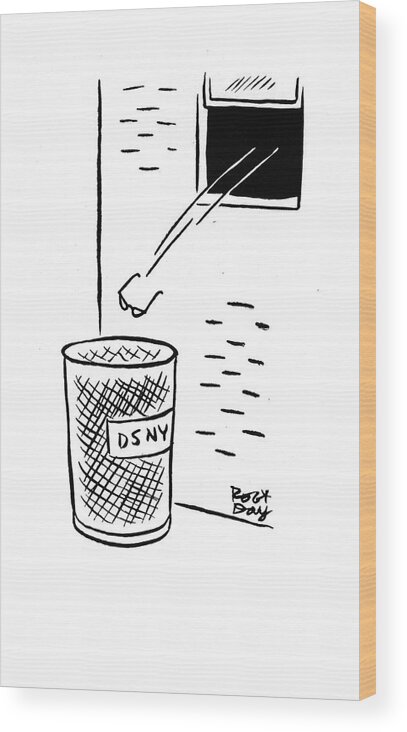 111611 Rda Robert J. Day Glasses Are Tossed Out A Window Into The Trash. Blind Eyes Eyesight Farsighted Garbage Glasses Into Nearsighted New Nyc Out Sanitation Spectacles Tossed Trash Vision Window York Wood Print featuring the drawing New Yorker December 20th, 1941 by Robert J. Day