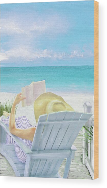 Jane Schnetlage Wood Print featuring the digital art On Beach Time by Jane Schnetlage