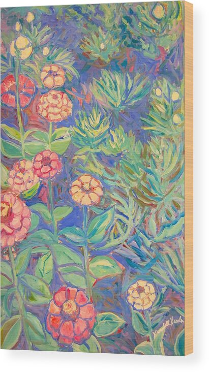 Flowers Wood Print featuring the painting Radford Library Butterfly Garden by Kendall Kessler