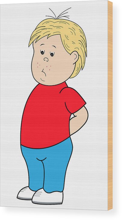 Sad Little Boy Cartoon Character Wood Print by Toots Hallam - Fine Art  America