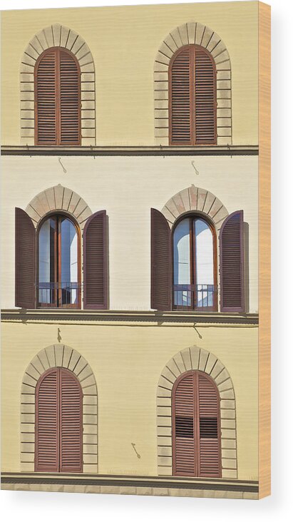 Window Wood Print featuring the photograph Six Windows of Florence by David Letts