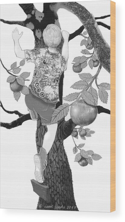 Boy Wood Print featuring the digital art Where the Best Apples Are by Carol Jacobs