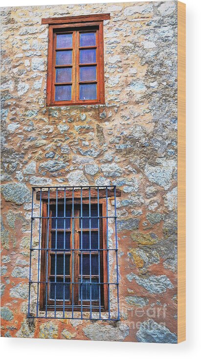 Historic Wood Print featuring the photograph Windows at the Alamo by Savannah Gibbs