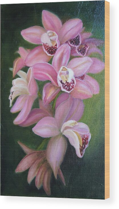 Flower Wood Print featuring the painting Orchids by Marlyn Boyd