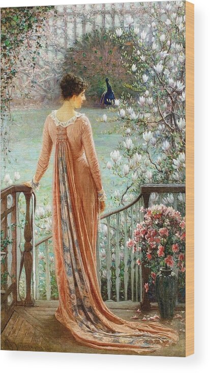 William John Hennessy - A Spring Fantasy 1880 Wood Print featuring the painting A Spring Fantasy by MotionAge Designs