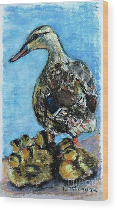Duck Wood Print featuring the painting A Watchful Eye by Laurie Morgan