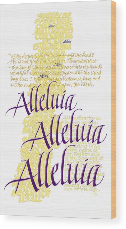 Bible Wood Print featuring the painting Alleluia Banner by Judy Dodds