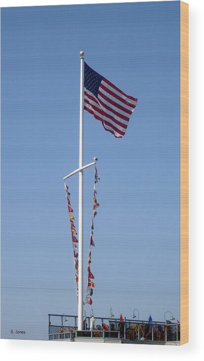 American Flag Wood Print featuring the photograph American Flag by Shelley Jones