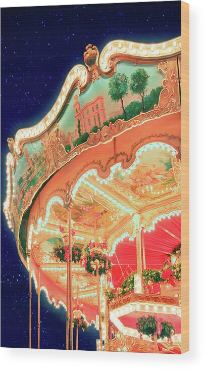 Carousel Wood Print featuring the photograph Around Christmas by Iryna Goodall
