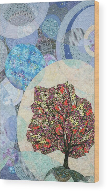Tree Wood Print featuring the tapestry - textile Black Elk's Mighty Flowering Tree by Linda Beach