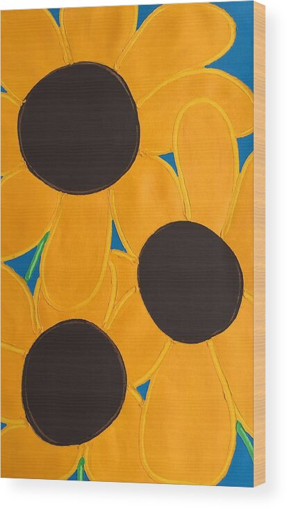Flowers Wood Print featuring the painting Black Eyed Susans by Matthew Brzostoski