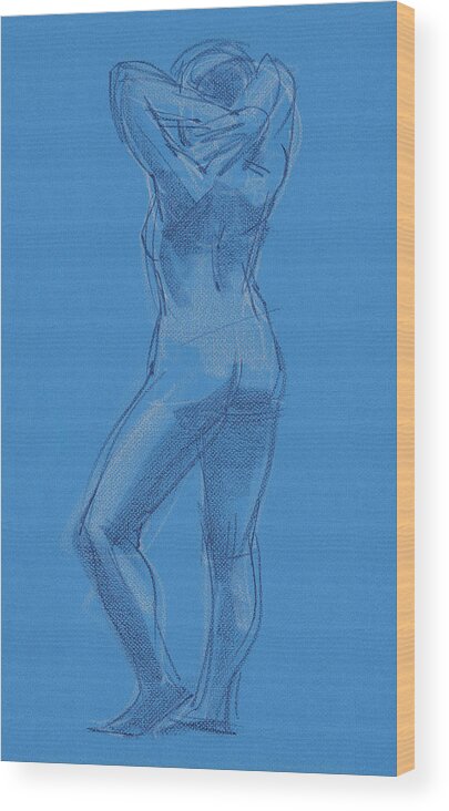 Figure Study Wood Print featuring the painting Blue by Judith Kunzle
