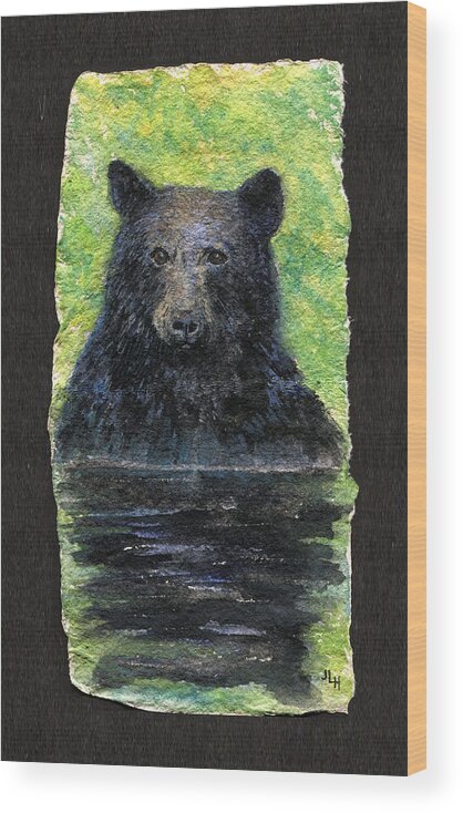 Bear Wood Print featuring the painting Cooling Off by June Hunt