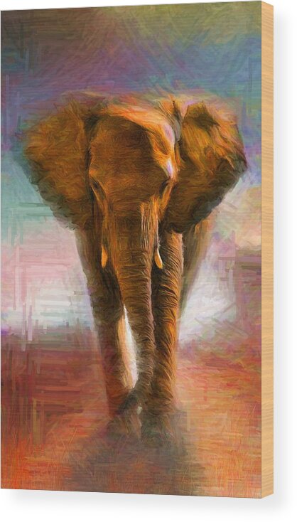 Animals Wood Print featuring the digital art Elephant 1 by Caito Junqueira
