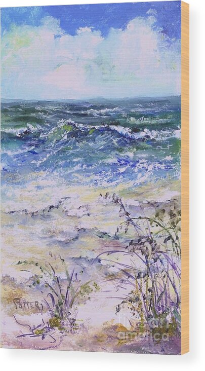 Beach Wood Print featuring the painting Gulf Coast Florida Keys by Virginia Potter