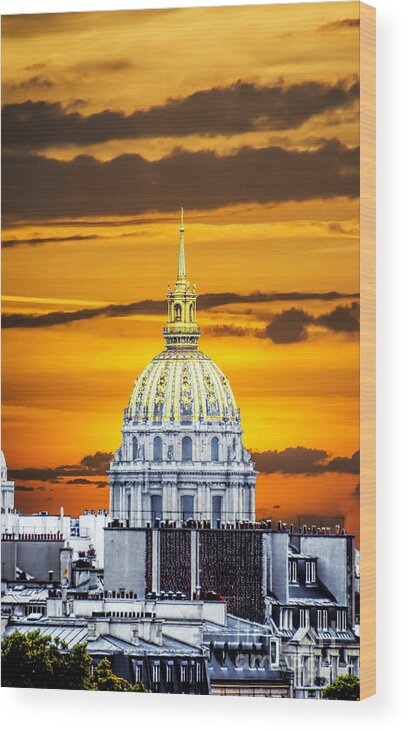 Paris Wood Print featuring the photograph Les Invalides Sunset by PatriZio M Busnel