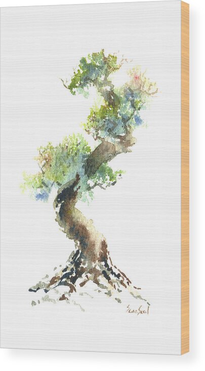 Zen Wood Print featuring the painting Little Zen Tree 1692 by Sean Seal
