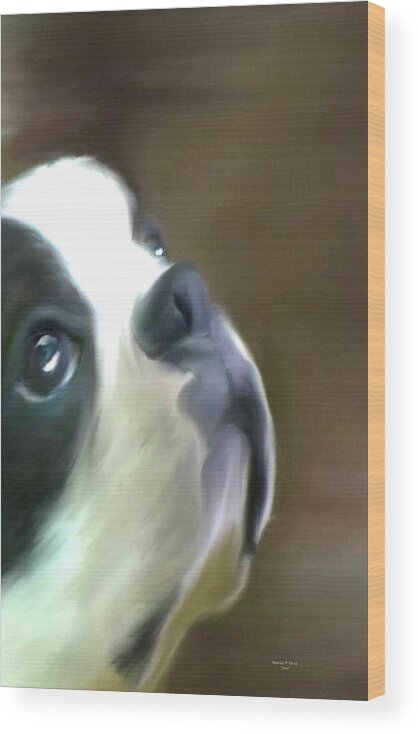 Boston Terrier Wood Print featuring the painting Love of a Boston by Maria Urso