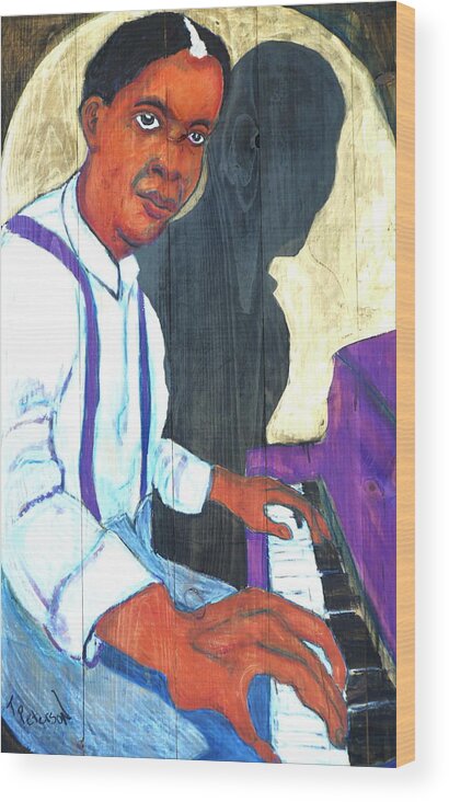  Memphis Slim Wood Print featuring the painting Memphis Slim by Todd Peterson