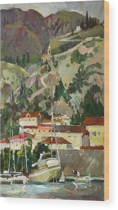 Plein Air Wood Print featuring the painting Mountain fortress by Juliya Zhukova