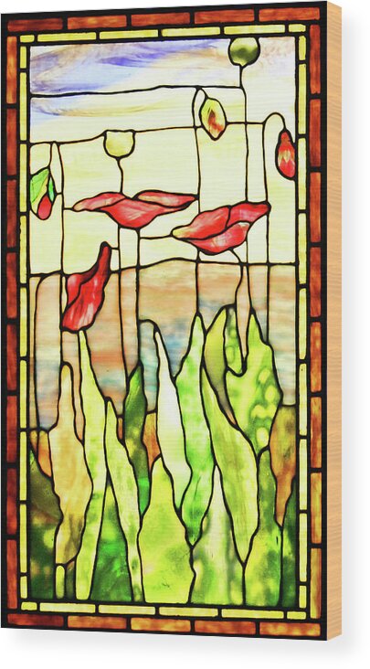 Stained Glass Wood Print featuring the photograph Poppies 1 by Kristin Elmquist