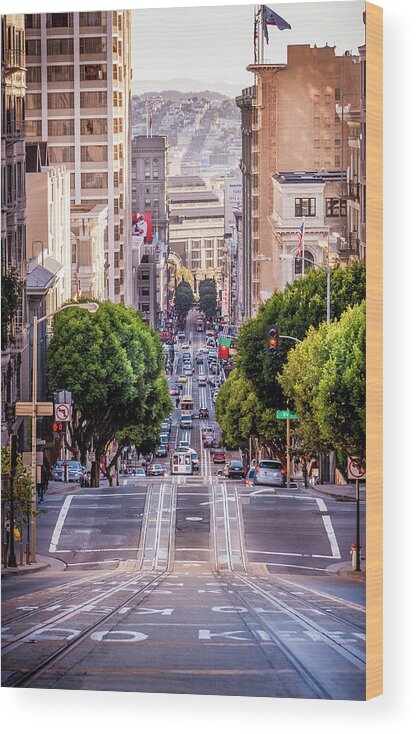 Buildings Wood Print featuring the photograph San Fran Cable Car by Daniel Murphy