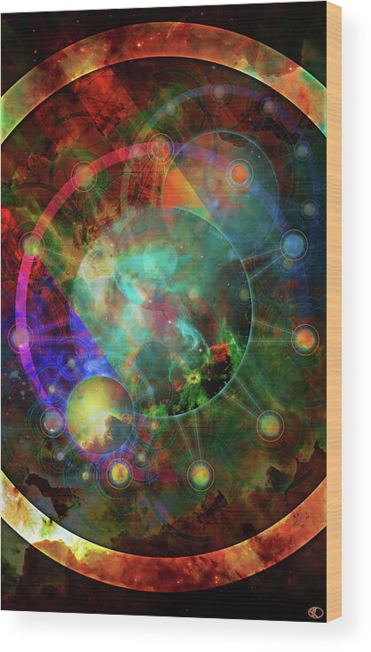 Cosmic Wood Print featuring the digital art Sphere of the Unknown by Kenneth Armand Johnson