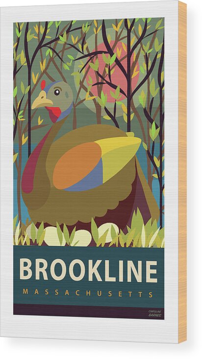 Brookline Turkeys Wood Print featuring the digital art Springtime by Caroline Barnes