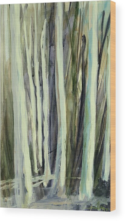 Tree Wood Print featuring the painting The Grove by Andrew King