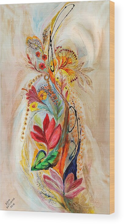 White Background Wood Print featuring the painting The Splash Of Life 20. Flowers of Holy Land by Elena Kotliarker