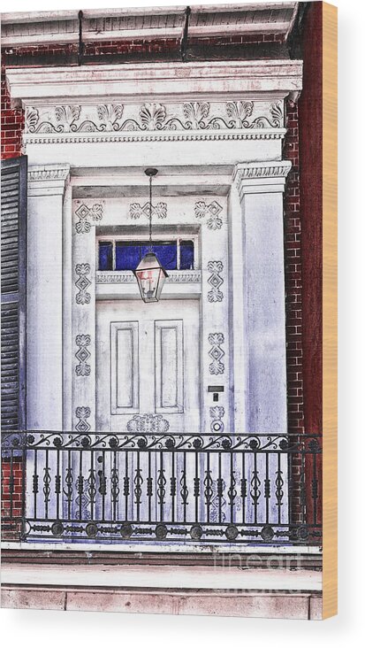 Balcony Wood Print featuring the photograph The White Balcony by Frances Ann Hattier